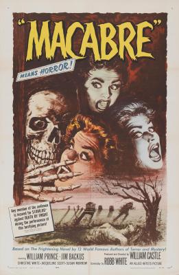 The poster for Macabre features the life insurance policy gimmick. (Image: posters.grindhouse.com)