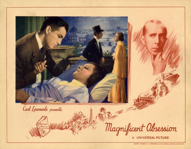 In Magnificent Obsession, Taylor stars opposite Irene Dunne in a story that mirrors his own parents' experience. (Image via Doctor Macro)